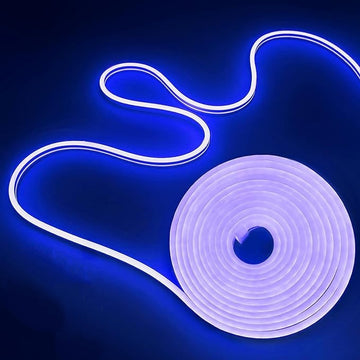 Banda Neon LED Albastră 5M pentru Interior și Exterior – Rezistentă la Apă cu Adaptor Inclus, Iluminare Decorativă