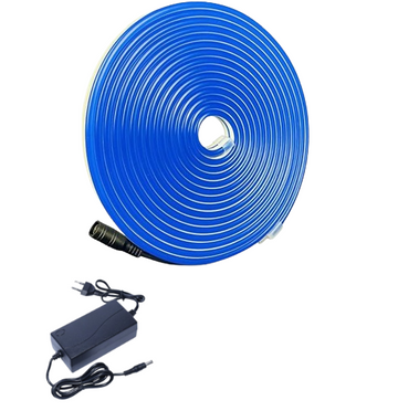 Kék LED neoncsík, Beltéri/Kültéri, Vízálló, Adapterrel, 5M