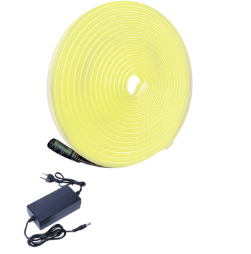 Sárga LED neoncsík, Beltéri/Kültéri, Vízálló, Adapterrel, 5M