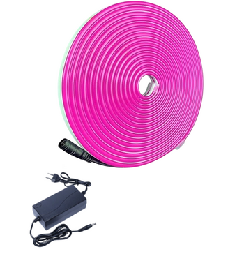 Neon csík rózsaszín leddel, beltéri/kültéri, vízálló, adapterrel, 5M
