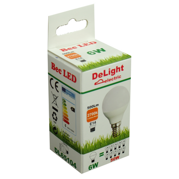 Bec LED Sferic E14 G45 6W (50W Echivalent) cu Lumina Caldă 2700K – Soluție Eficientă Energetic pentru Iluminat Interior