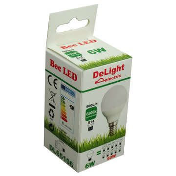 Bec LED Sferic E14 G45 6W (50W echivalent) 6500K – Lumina Rece pentru Iluminat Interior și Exterior