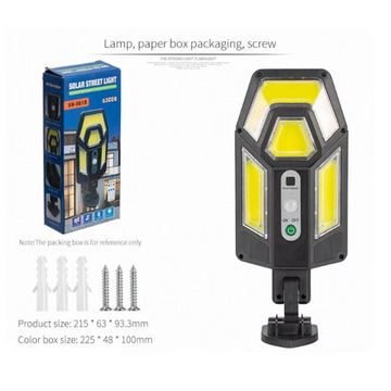 Lampa Solară LED 50W cu Senzor de Mișcare și Telecomandă – Iluminare în 2 Moduri, Culoare Neagră pentru Grădină și Spații Exterioare