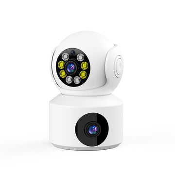 Camera de interior, cu doua lentile, WIFI, fara fir de securitate, cu vizibilitate nocturna. Camera de urmarire automata pentru copii si animale de companie