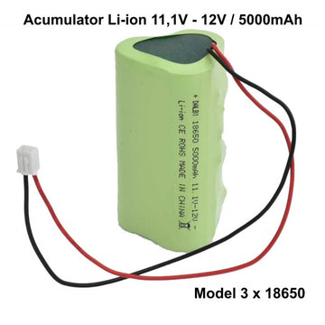 Li-Ion akkumulátor 11.1V-12V / 5000mAh - Model 3 x 18650
