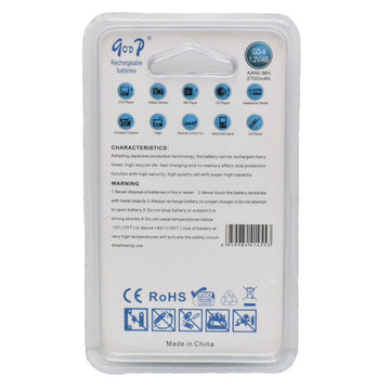 Set Acumulatori Reîncărcabili Ni-MH GooD R6 AA 2700mAh – 4 Bucăți pentru Jucării, Dispozitive Electronice și Aparate Electrice