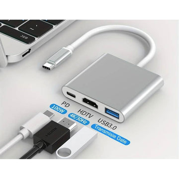 Adaptor Video USB Type-C la HDMI 4K cu Port USB 3.0 – Conector pentru Monitoare și Proiectoare, Compatibil cu Laptopuri și Dispozitive Mobile