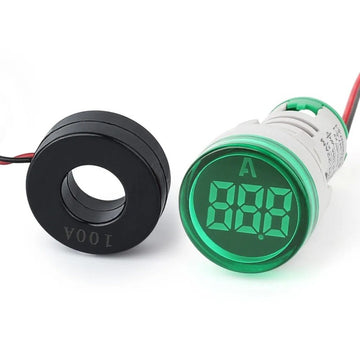 Zöld digitális panel árammérő 220V / Ø 22mm
