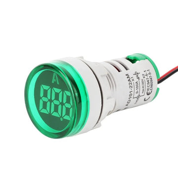 Ampermetru Digital Verde de Panou Ø 22mm 220V – Indicator de Curent pentru Instalatii Electrice și Monitorizare Consum Energetic în Timp Real