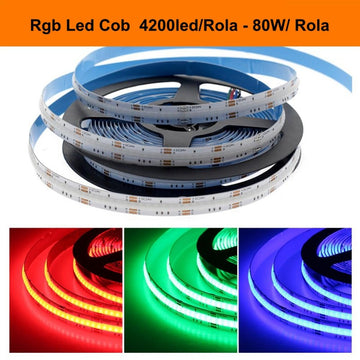 Banda Cob Led RGB 24V-10mm - 840led/ml, 16W/ml- Rol/5m - Frize