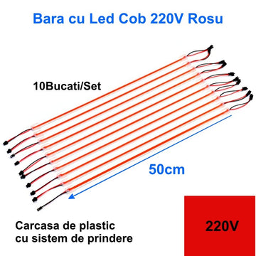 Bár Led Cob 220V Red, 50cm x 10db/szett