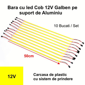 LED rúd COB 12V Sárga, 50cm x 10db/szett