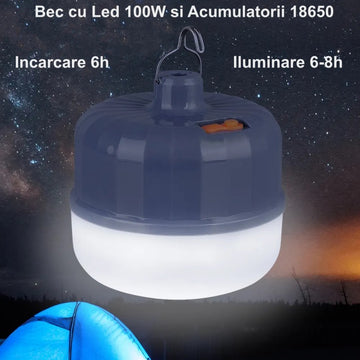 100W LED крушка с батерия за Къмпинг