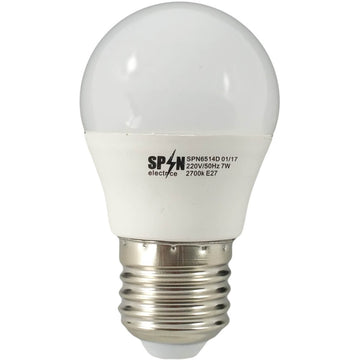 Bec Led Sferic E27, model glob G45, 7W=60W, 2700K, lumina calda