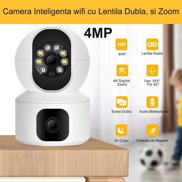 Camera de Supraveghere cu Lentilă Dublă 4MP, Zoom, IP și PTZ / V380