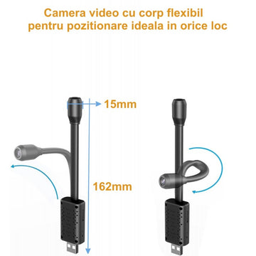 Cameră de Supraveghere Mini HD Flexibilă cu IP și Control prin APP – V380Pro pentru Monitorizare de la Distanță