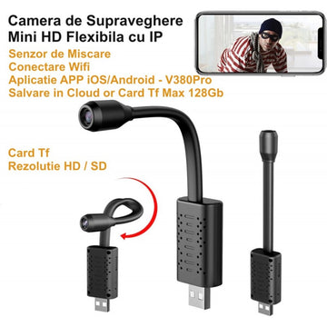 Camera de Supraveghere Mini HD Flexibilă cu IP / APP - V380Pro
