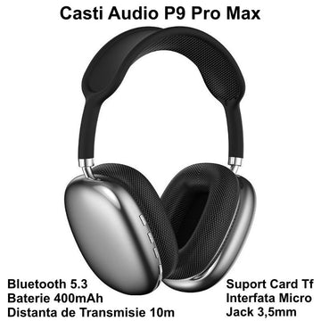 P9 Pro Max WiFi audio fejhallgató Bluetooth 5.3-mal / fekete