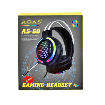 Casti Gaming AS-60 cu LED-uri RGB și Microfon – Căști USB pentru Jocuri, Streaming și Comunicare Online