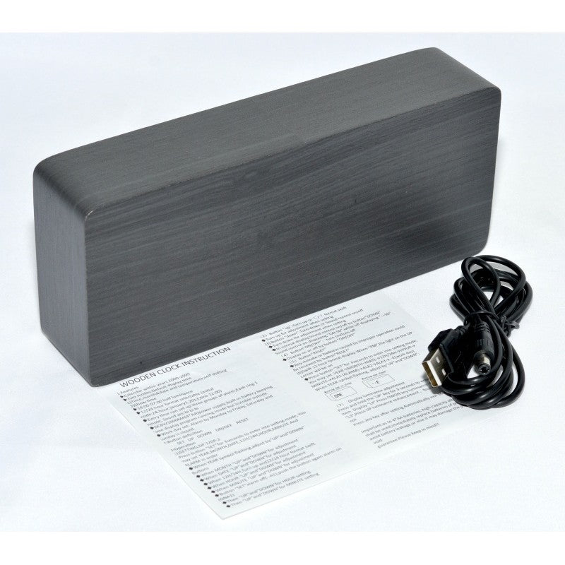 Ceas 1292 Mare, Lemn Negru-Led Verde 21x9x4,8cm - Frize