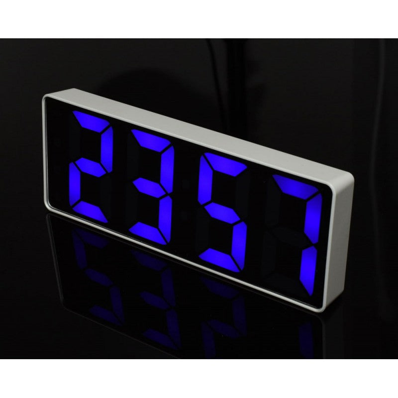 Ceas Alb Oglinda cu Lumina LED Albastru, GH-0712L - Frize