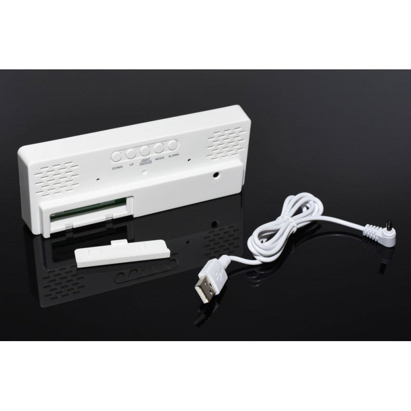 Ceas Alb Oglinda cu Lumina LED Albastru, GH-0712L - Frize