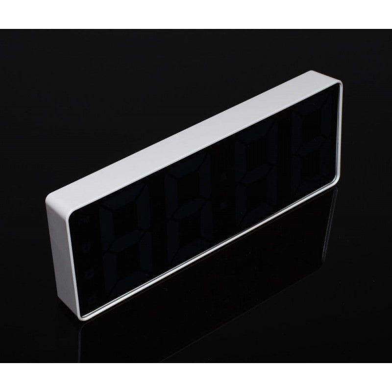 Ceas Alb Oglinda cu Lumina LED Albastru, GH-0712L - Frize