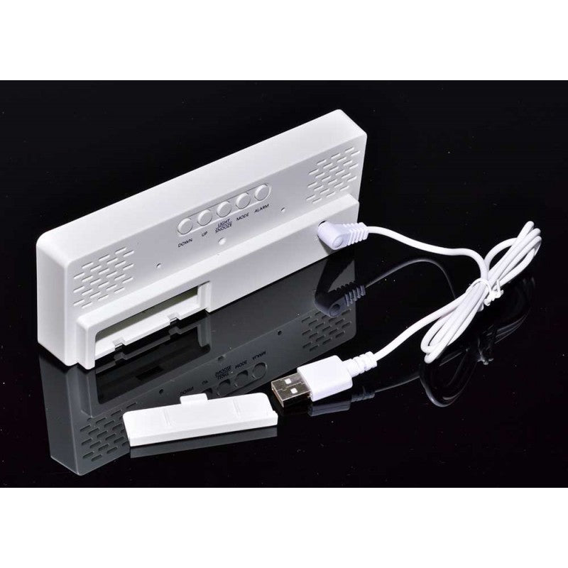 Ceas Alb Oglinda cu Lumina LED Rosu, GH-0712L - Frize