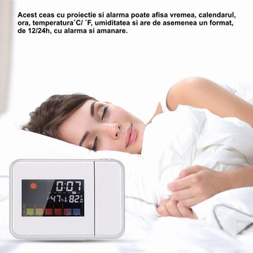 Ceas cu Proiectie si Termometru 8190 Alb - Frize