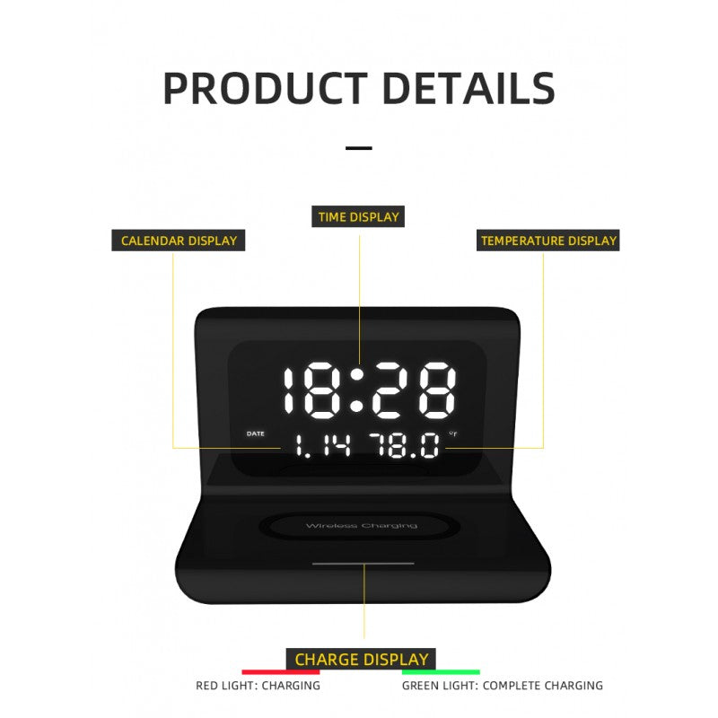 Ceas Negru cu Incarcare Wireless - Frize