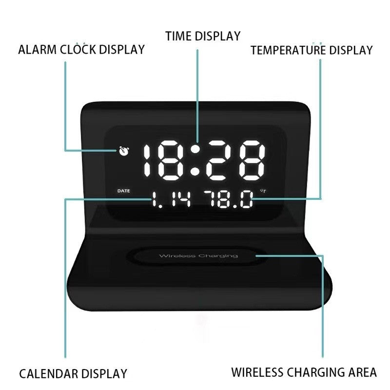 Ceas Negru cu Incarcare Wireless - Frize