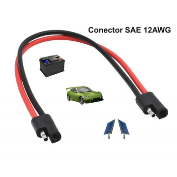 Conectori Mufă SAE 12AWG de Panou Solar / Baterie Auto, 30cm