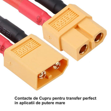 Conectori XT60 Mama-Tata cu Cablu de 20cm – Mufe pentru Baterii LiPo, Drone și Proiecte Electronice