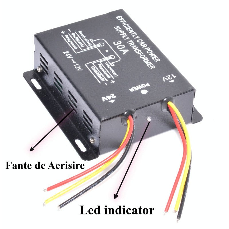 Convertor Auto de Tensiune 24V-12V DC/30A - Frize