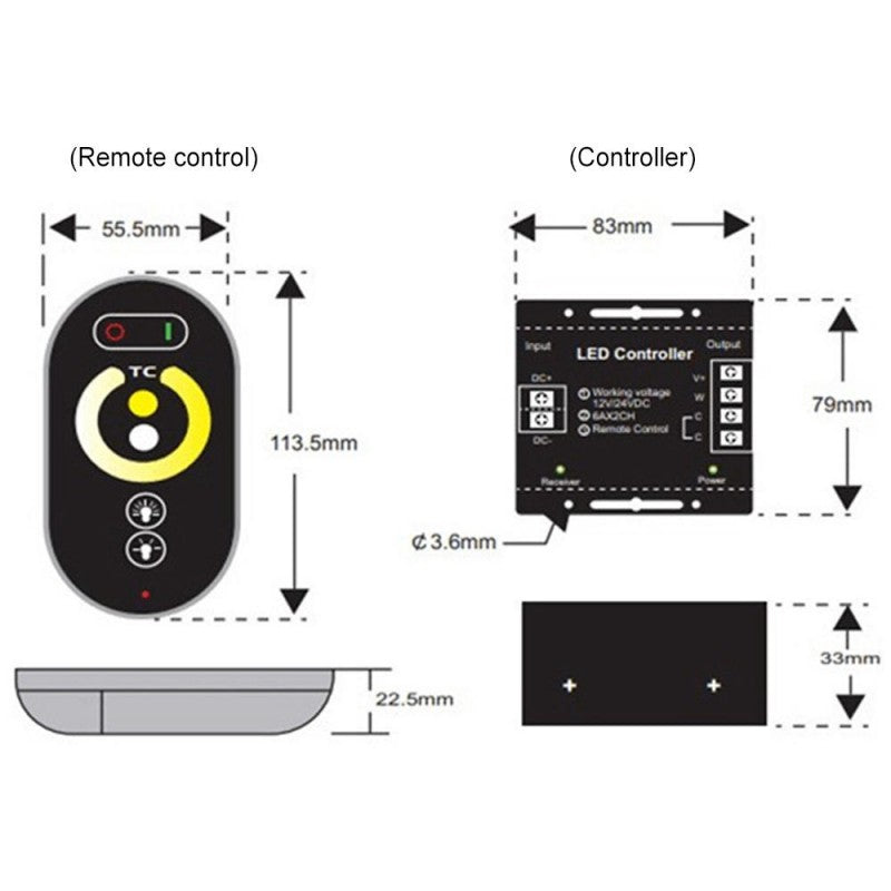 Dimmer Touch Led Monocolor 12V-24V cu Telecomanda - Frize