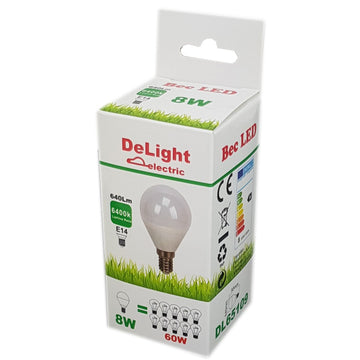 Bec LED Sferic E14 G45 8W (60W Echivalent) - Lumina Rece 6400K pentru Iluminat Interior și Exterior