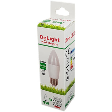 Led Candle Izzó E27 dl C37, 9W=80W, 4100K, semleges fény