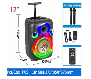 Boxă Portabilă Bluetooth Kolav L-1203 cu Radio FM, Microfon și Joc de Lumini RGB – Difuzor de 12 Inch pentru Petreceri și Evenimente
