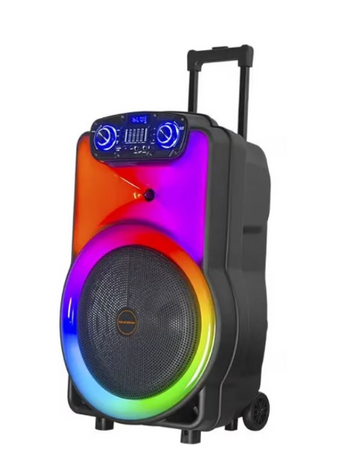 Boxă Portabilă Audio Kolav 1502 cu Bluetooth, Slot pentru SD Card și USB – 300W, Control Volum/Bass/Treble, Jocuri de Lumini, Culoare Neagră