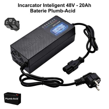Incarcator Inteligent 48V-20Ah pentru Bicicleta sau Trotineta Electrica, Plumb-Acid