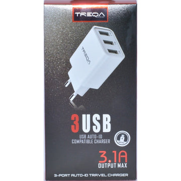 Incarcator Retea - 3 x USB / 3,1A + Cablu Micro USB , TREQA - Frize