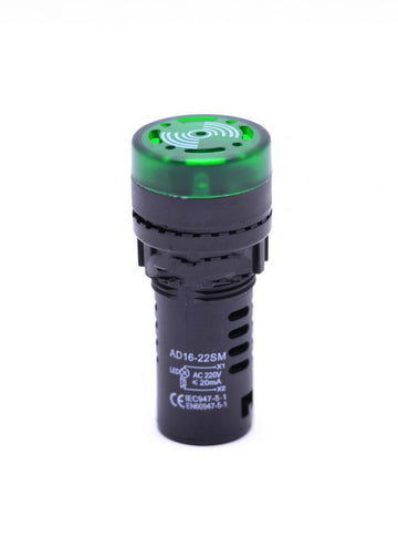 Indicator Verde cu Alarma si Lumina 220V / 22MM