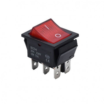 Intrerupător ON/OFF KCD4 20A cu LED Roșu 6P – Comutator Electric pentru Iluminat și Aplicații Diverse