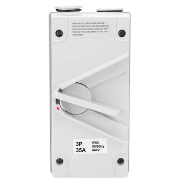 Întreupător Izolator Waterproof 3 Poli 35A 440V – Dispozitiv Electric Rezistent la Apă pentru Protecția Circuitelor Electrice