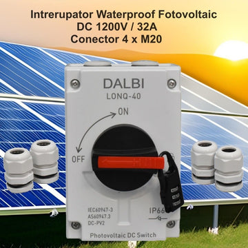 Napelemes fotovoltaikus rendszer kapcsoló DC 1200V / 32A - 4 x M20 csatlakozó