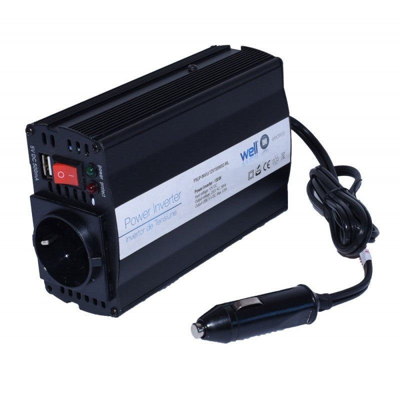 Invertor Auto 150W, 12V-220V + USB - Frize