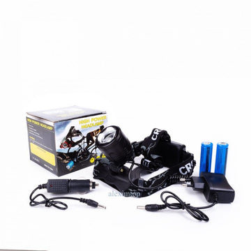 Lanterna de Cap cu Acumulator 2XT6 led CREE, Lumina Alb/Verde - Frize