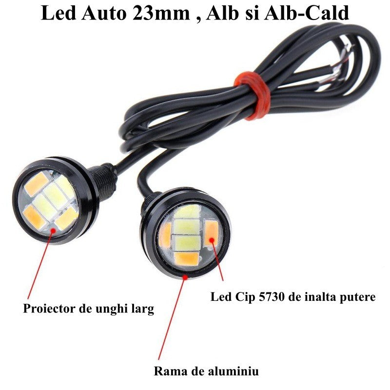 Led Auto 23mm - 12V, 5730 Alb + Galben, 2 Buc/Set - Frize