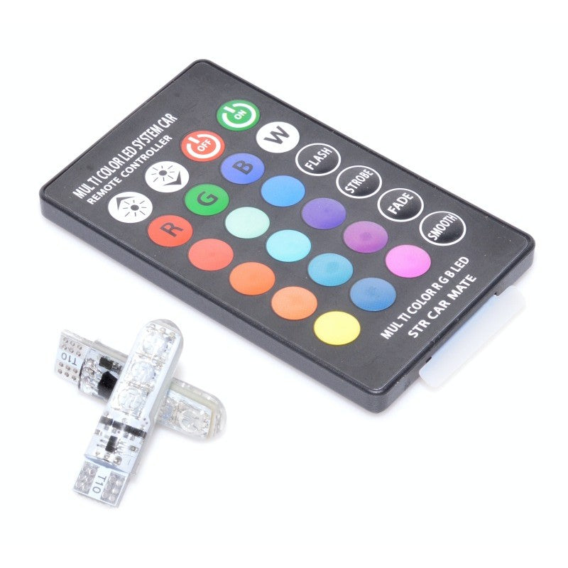 Led Auto T10 RGB 5050 12V-5W cu Telecomanda - Frize
