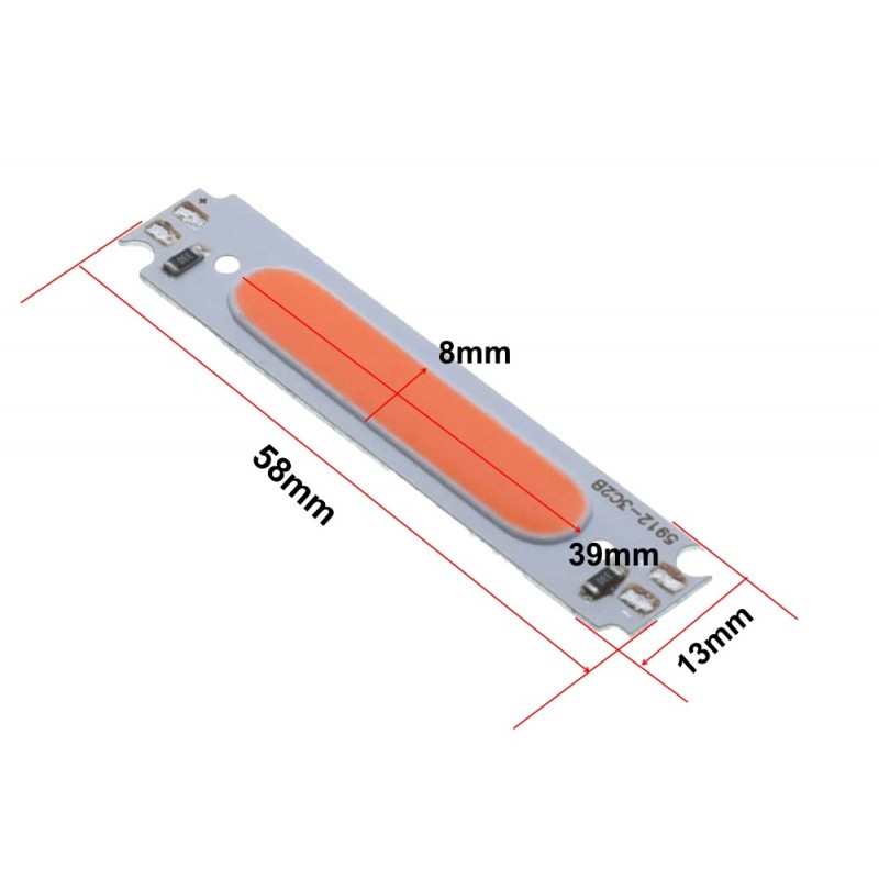 Led COB, 58x13mm/2W Rosu - Frize